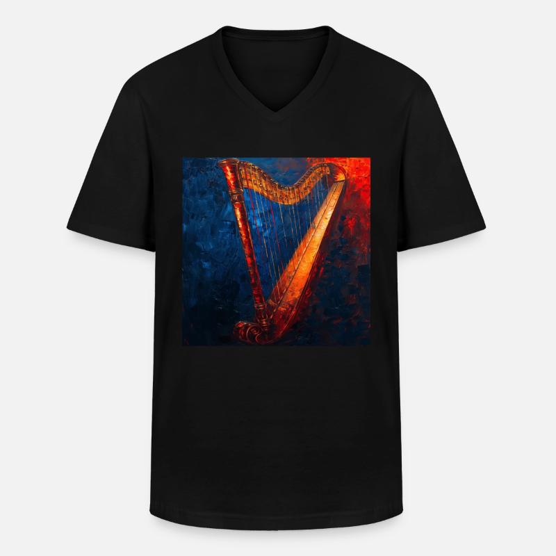 Harfe - Männer-T-Shirt mit V-Ausschnitt - Schwarz