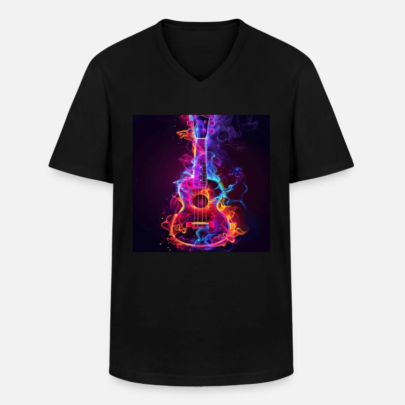Ukulele - Männer-T-Shirt mit V-Ausschnitt - Schwarz