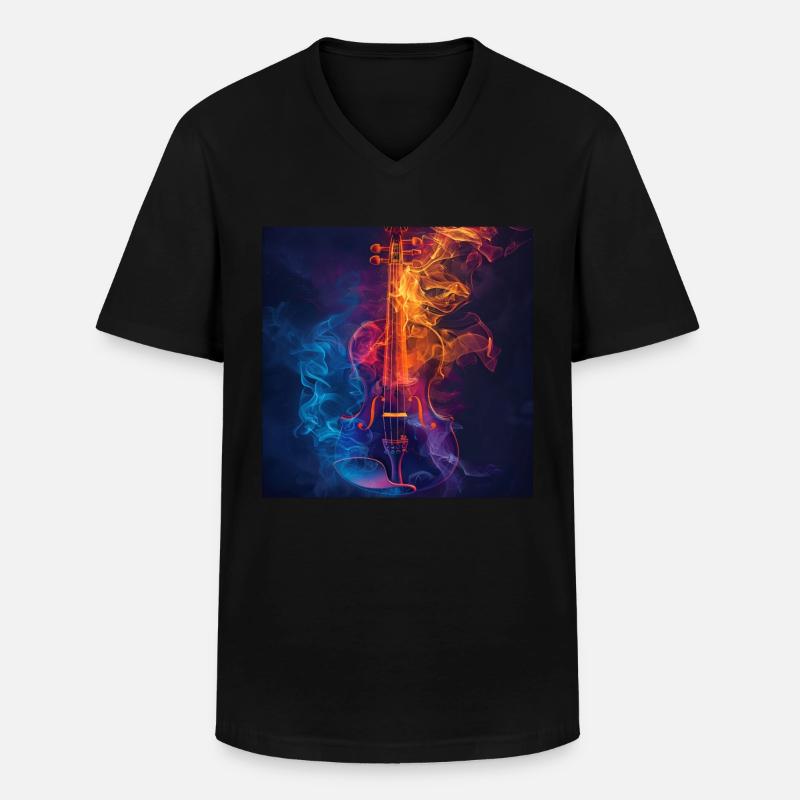 Violine - Männer-T-Shirt mit V-Ausschnitt - Schwarz