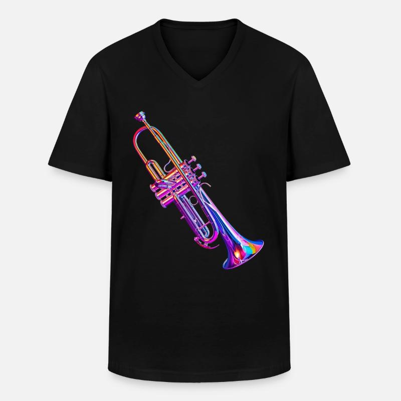 Trompete - Männer-T-Shirt mit V-Ausschnitt - Schwarz