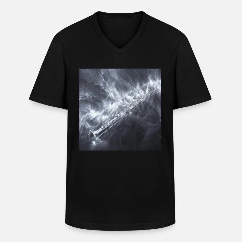 Querflöte - Männer-T-Shirt mit V-Ausschnitt - Schwarz