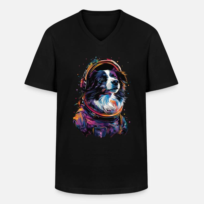 Border Collie - Männer-T-Shirt mit V-Ausschnitt - Schwarz