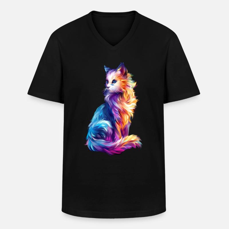 Katze - Männer-T-Shirt mit V-Ausschnitt - Schwarz