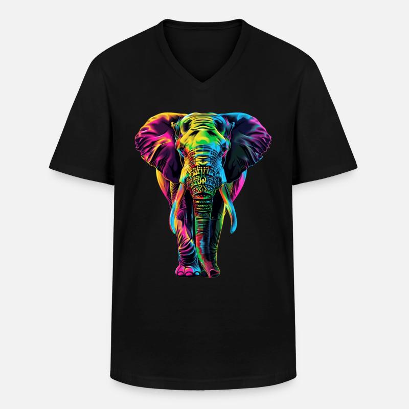 Elefant - Männer-T-Shirt mit V-Ausschnitt - Schwarz
