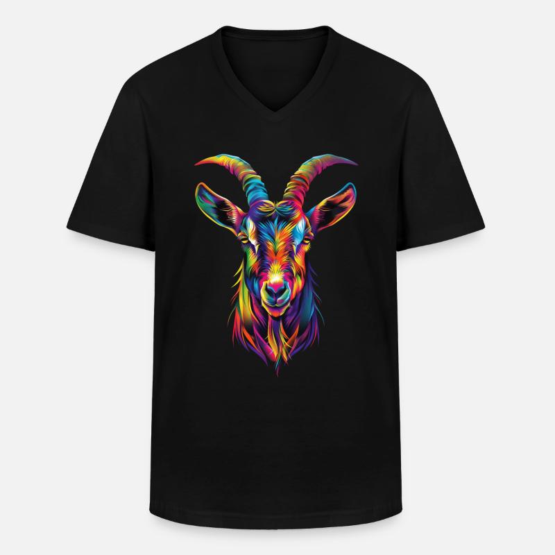 Ziege - Männer-T-Shirt mit V-Ausschnitt - Schwarz