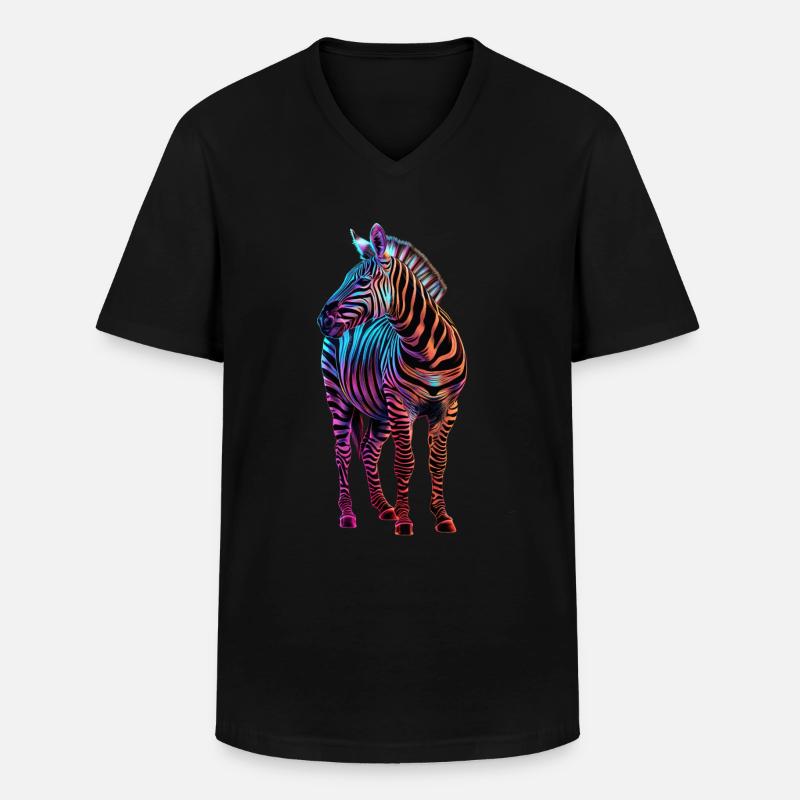 Zebra - Männer-T-Shirt mit V-Ausschnitt - Schwarz