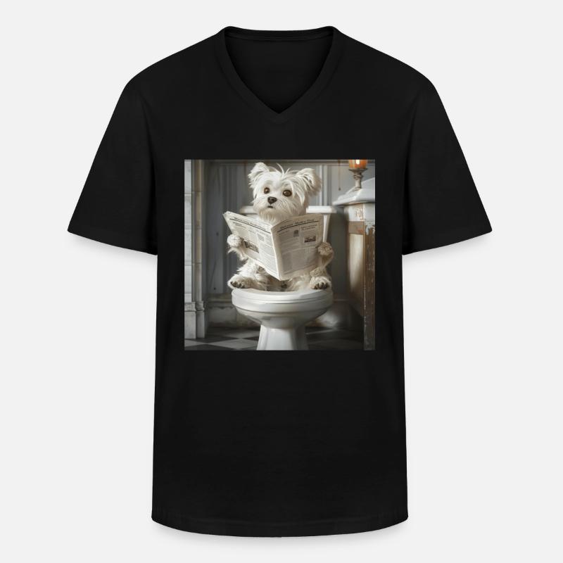Maltesisch - Männer-T-Shirt mit V-Ausschnitt - Schwarz