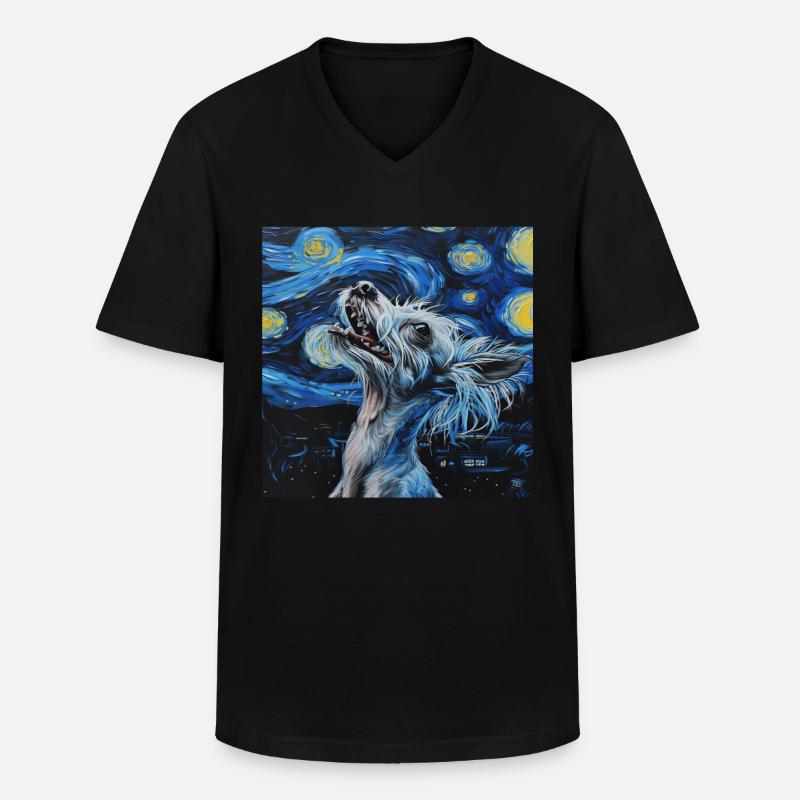 Chinesischer Schopfhund - Männer-T-Shirt mit V-Ausschnitt - Schwarz