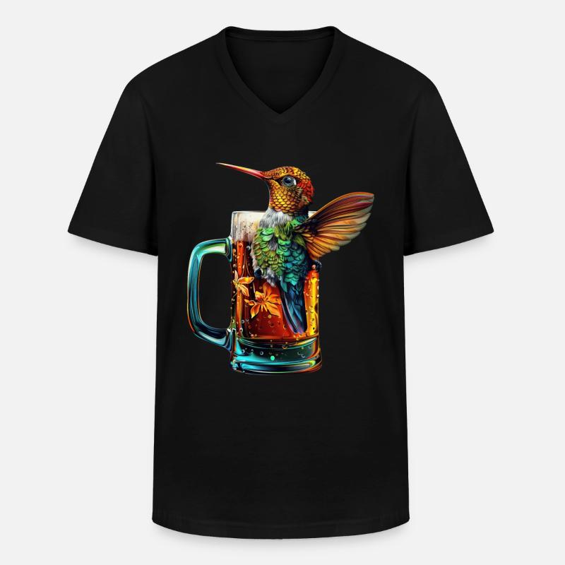 Kolibri Bier - Männer-T-Shirt mit V-Ausschnitt - Schwarz
