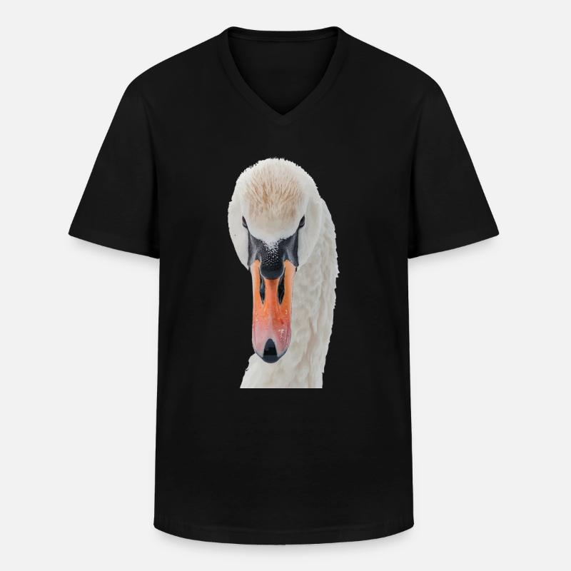 Schwan - Männer-T-Shirt mit V-Ausschnitt - Schwarz