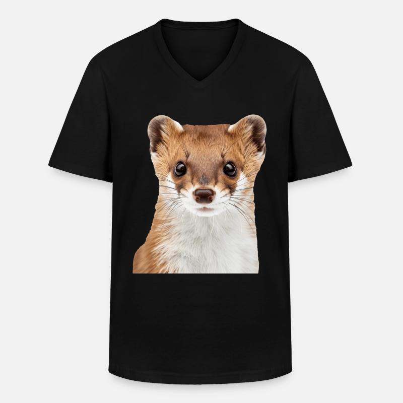 Hermelin - Männer-T-Shirt mit V-Ausschnitt - Schwarz