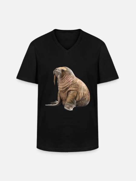 Walross - Männer-T-Shirt mit V-Ausschnitt - Schwarz