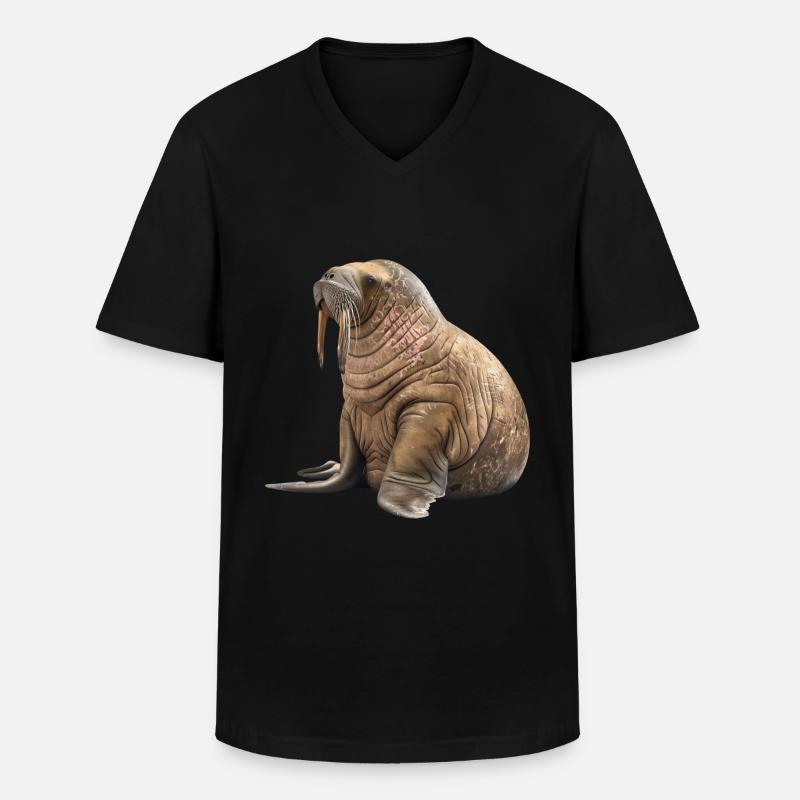 Walross - Männer-T-Shirt mit V-Ausschnitt - Schwarz