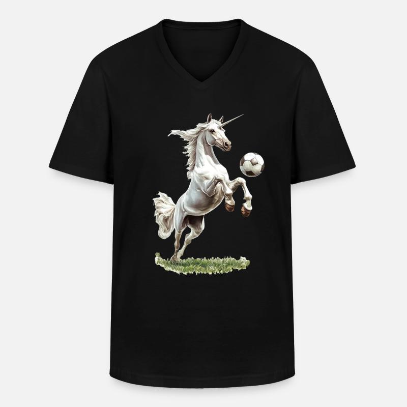 Einhorn - Männer-T-Shirt mit V-Ausschnitt - Schwarz