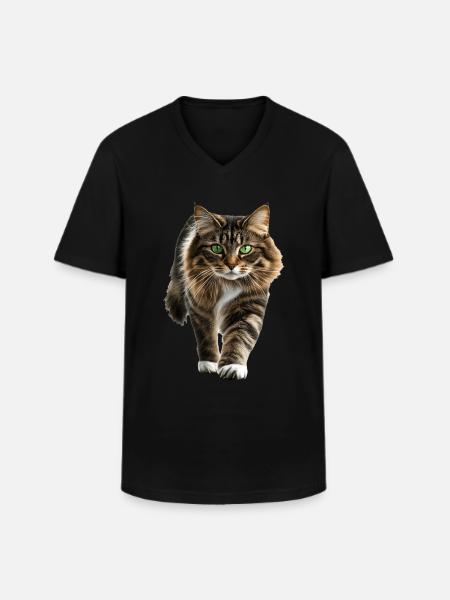 Norwegische Waldkatze - Männer-T-Shirt mit V-Ausschnitt - Schwarz