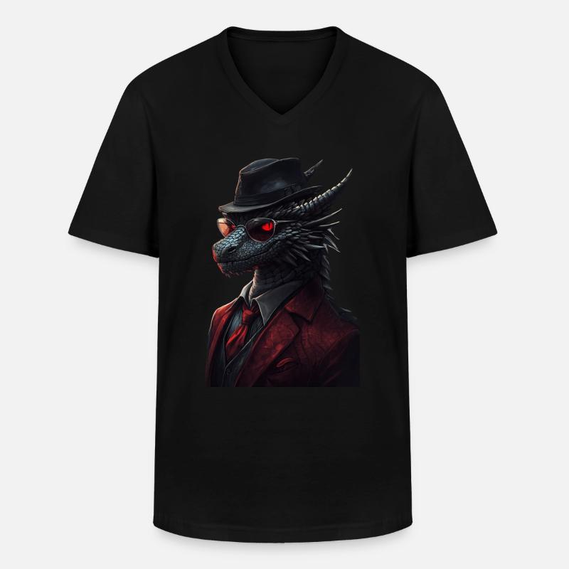 Drachen - Männer-T-Shirt mit V-Ausschnitt - Schwarz