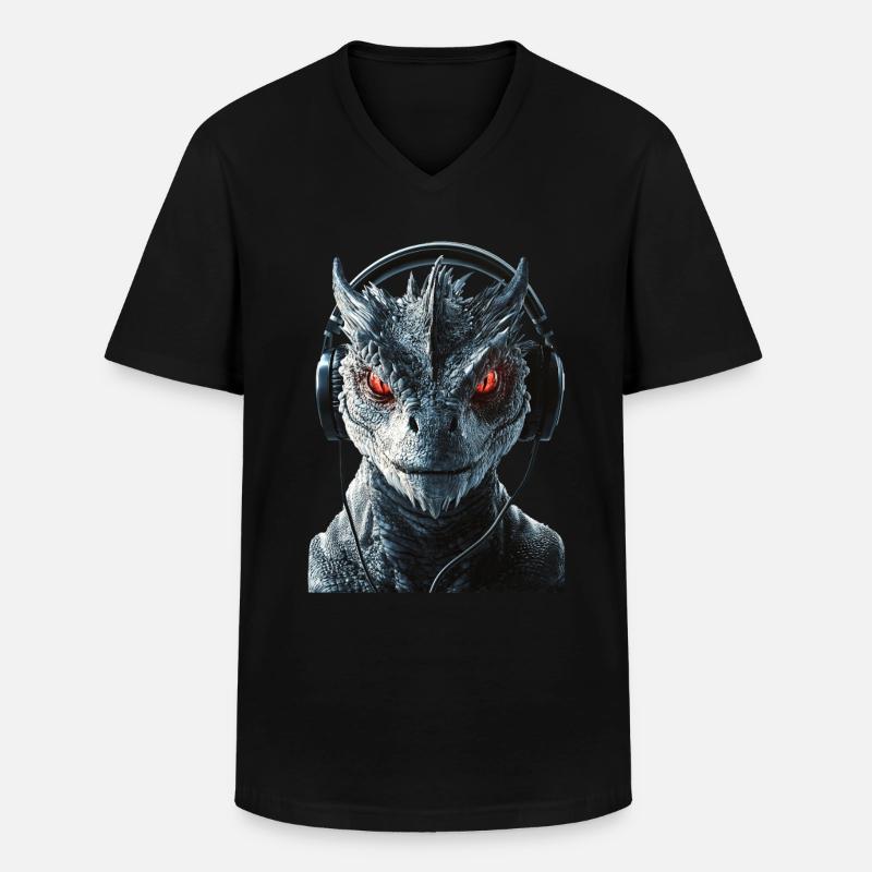 Drachen - Männer-T-Shirt mit V-Ausschnitt - Schwarz