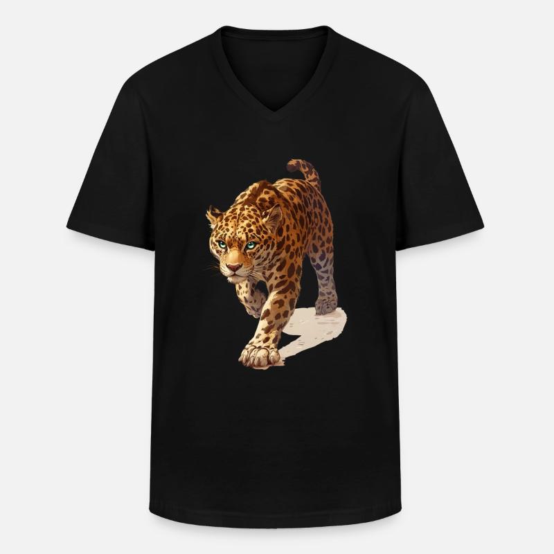 Jaguar - Männer-T-Shirt mit V-Ausschnitt - Schwarz