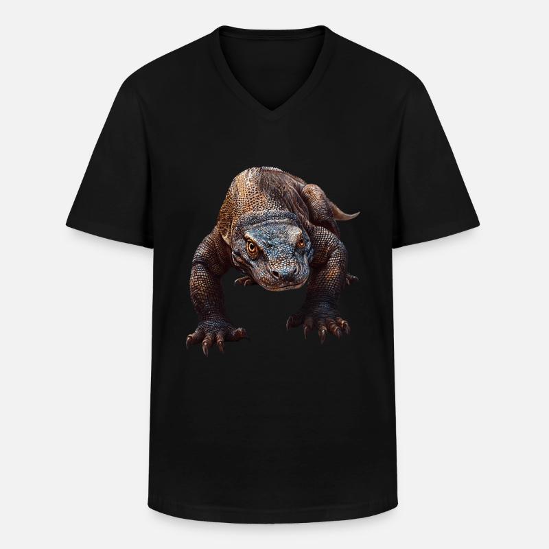 Komodowaran - Männer-T-Shirt mit V-Ausschnitt - Schwarz