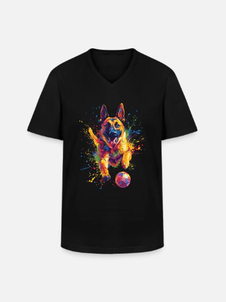 Belgischer Malinois - Männer-T-Shirt mit V-Ausschnitt - Schwarz
