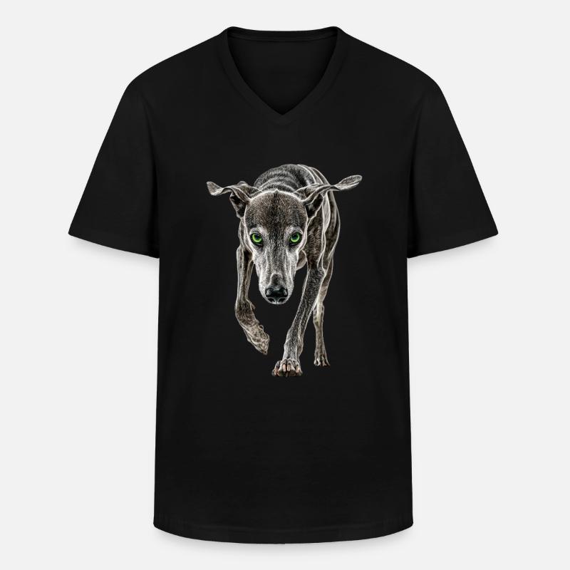 Windhund - Männer-T-Shirt mit V-Ausschnitt - Schwarz