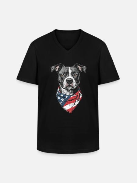 Staffordshire Bullterrier - Männer-T-Shirt mit V-Ausschnitt - Schwarz