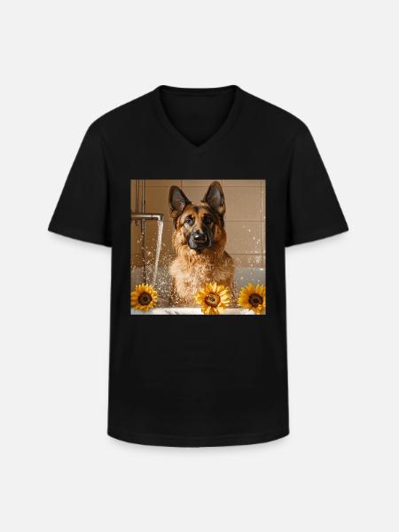 Deutscher Schäferhund - Männer-T-Shirt mit V-Ausschnitt - Schwarz