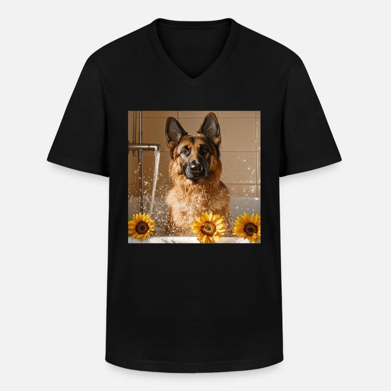 Deutscher Schäferhund - Männer-T-Shirt mit V-Ausschnitt - Schwarz