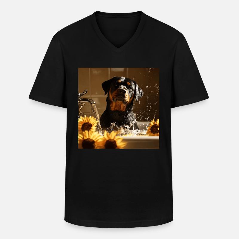 Rottweiler - Männer-T-Shirt mit V-Ausschnitt - Schwarz