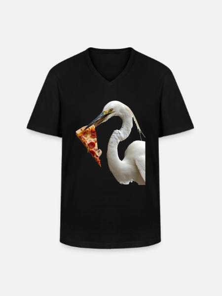 Reiher Vogel - Männer-T-Shirt mit V-Ausschnitt - Schwarz