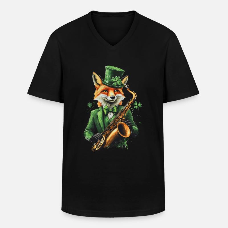 Fuchs - Männer-T-Shirt mit V-Ausschnitt - Schwarz