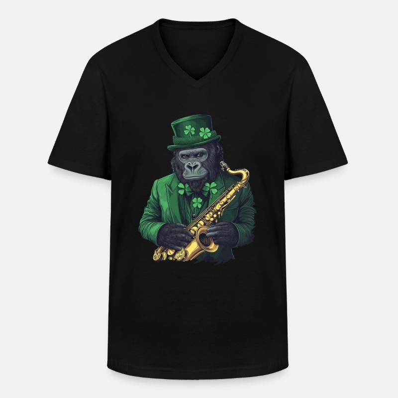 Gorilla - Männer-T-Shirt mit V-Ausschnitt - Schwarz