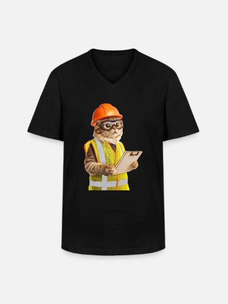 Katze - Männer-T-Shirt mit V-Ausschnitt - Schwarz