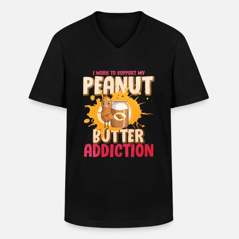 Erdnussbutter - Männer-T-Shirt mit V-Ausschnitt - Schwarz