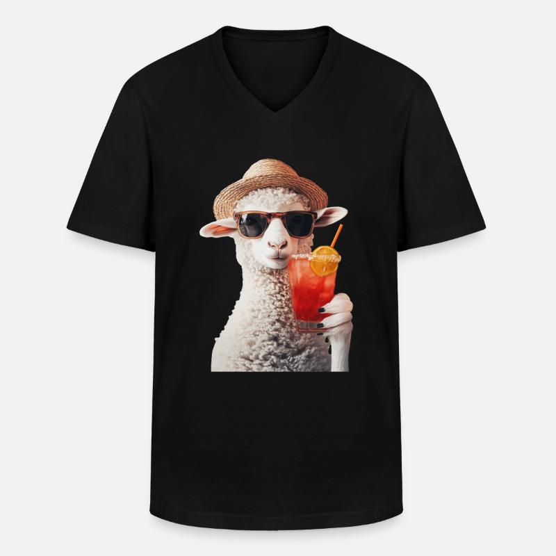 Schaf - Männer-T-Shirt mit V-Ausschnitt - Schwarz