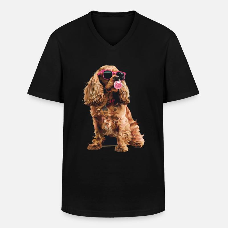 Cocker Spaniel - Männer-T-Shirt mit V-Ausschnitt - Schwarz