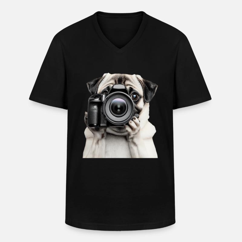 Mops - Männer-T-Shirt mit V-Ausschnitt - Schwarz