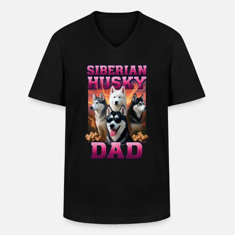 Sibirischer Husky - Männer-T-Shirt mit V-Ausschnitt - Schwarz