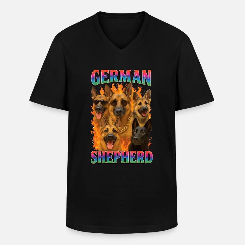 Deutscher Schäferhund - Männer-T-Shirt mit V-Ausschnitt - Schwarz