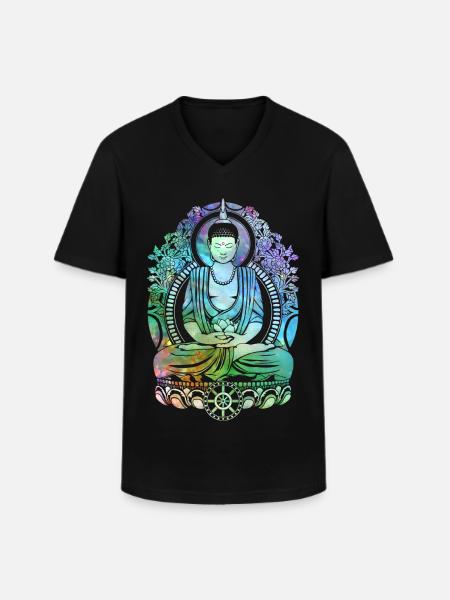 Cosmic Buddha - Cool - Men's V-Neck T-Shirt - black