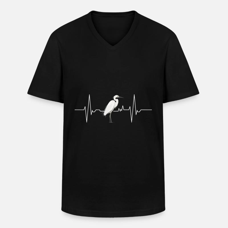 Reiher Vogel - Männer-T-Shirt mit V-Ausschnitt - Schwarz