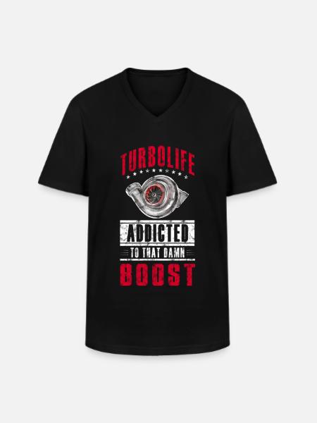 TURBO LIFE - Boost addicted - Men's V-Neck T-Shirt - black