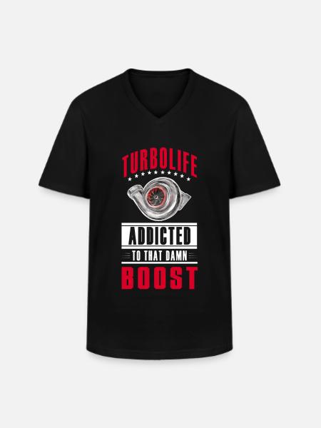 TURBO LIFE - Boost addicted - clean version - Men's V-Neck T-Shirt - black