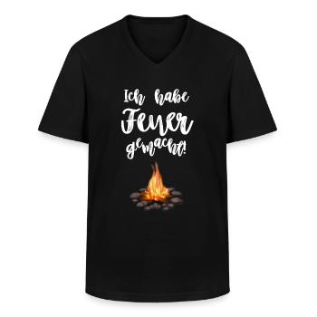 Ich habe Feuer gemacht! - Männer-T-Shirt mit V-Ausschnitt - Schwarz - Vorne - AI Model Male 178 dark (178cm)