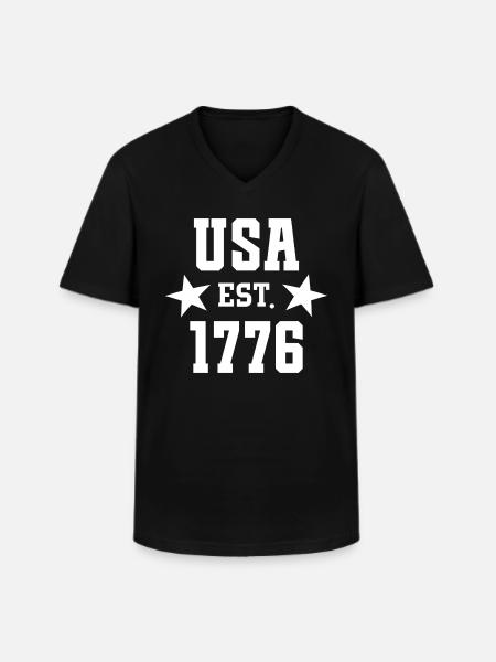 USA Est 1776 - Men's V-Neck T-Shirt - black