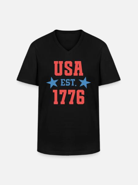 USA Est 1776 - Men's V-Neck T-Shirt - black