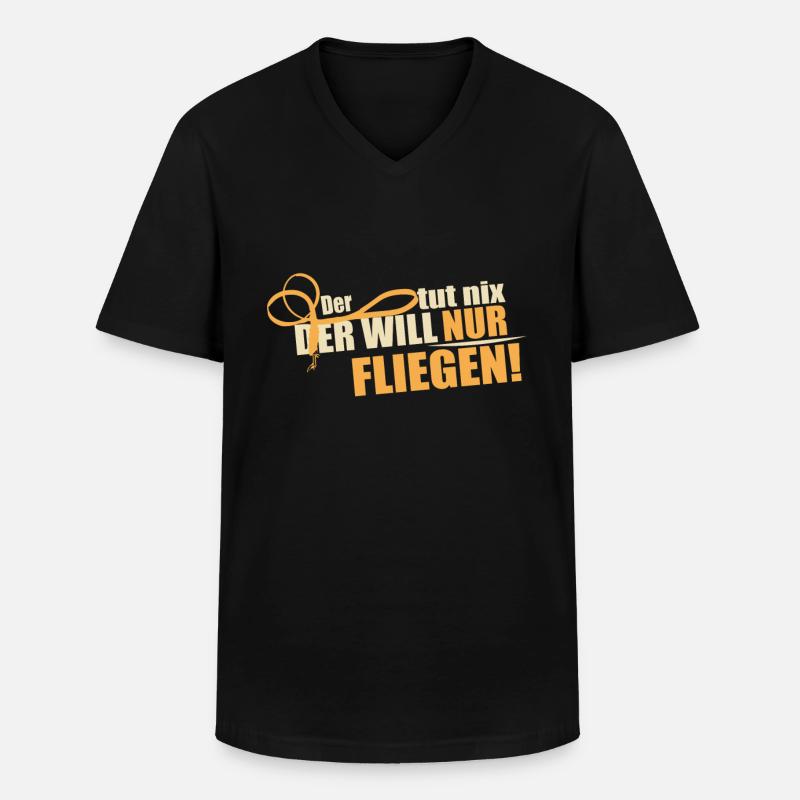 Der will nur fliegen - Männer-T-Shirt mit V-Ausschnitt - Schwarz