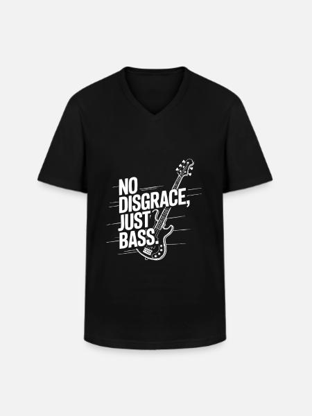 Just Bass, No Disgrace – White - Men's V-Neck T-Shirt - black