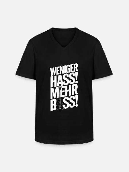 Less hate, more bass! - Men's V-Neck T-Shirt - black