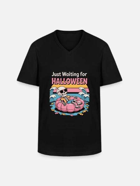 Waiting for Halloween Vibes - Men's V-Neck T-Shirt - black